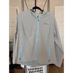 Women's Eddie Bauer Windbreaker Jacket size XL in gray/blue